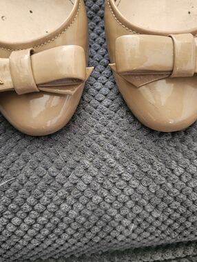Authentic PRADA Patent Bow Ballet Flats in Nude